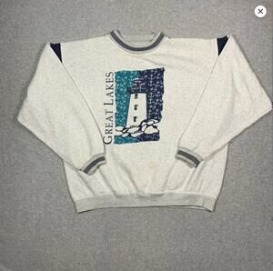 Vintage Great Lakes Crewneck Sweater Men’s Size XL Light House Gear For Sports
